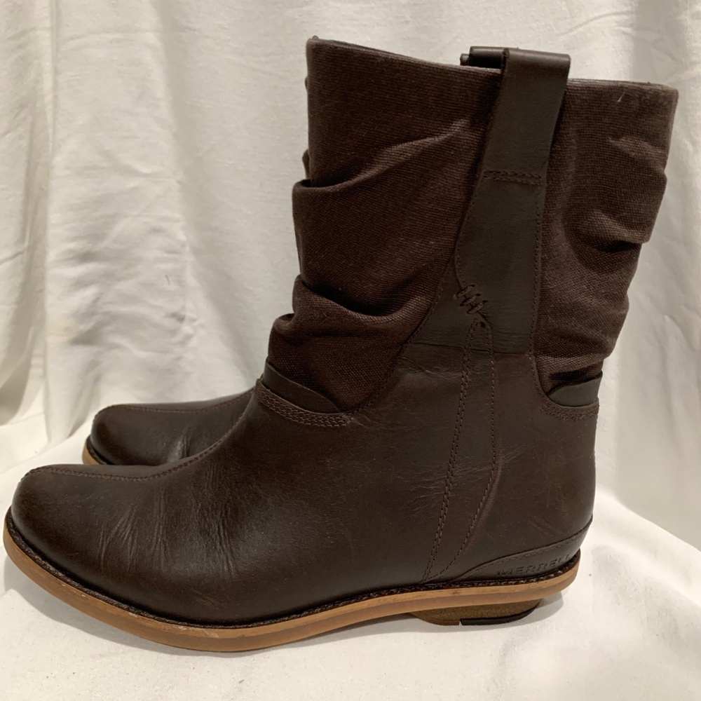 MERRELL Adaline Mid-Calf Boot Brown Leather 7.5 - Picture 4 of 7
